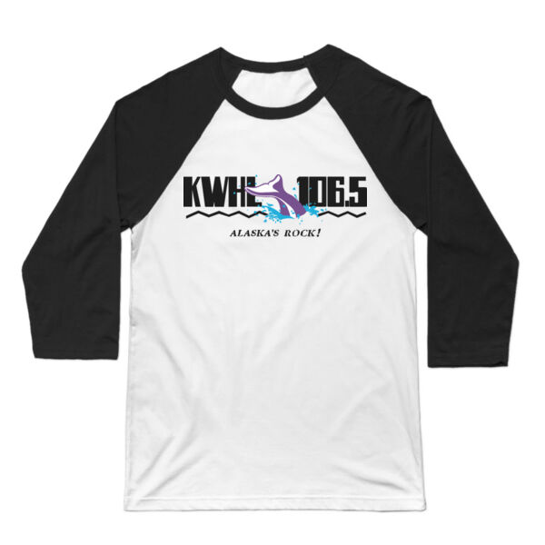 KWHL LOGO - 3/4 SLEEVE BASEBALL TEE - WHITE/BLACK Thumbnail