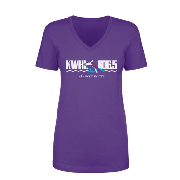 KWHL LOGO - LADIES S/S V-NECK TEE - PURPLE Thumbnail