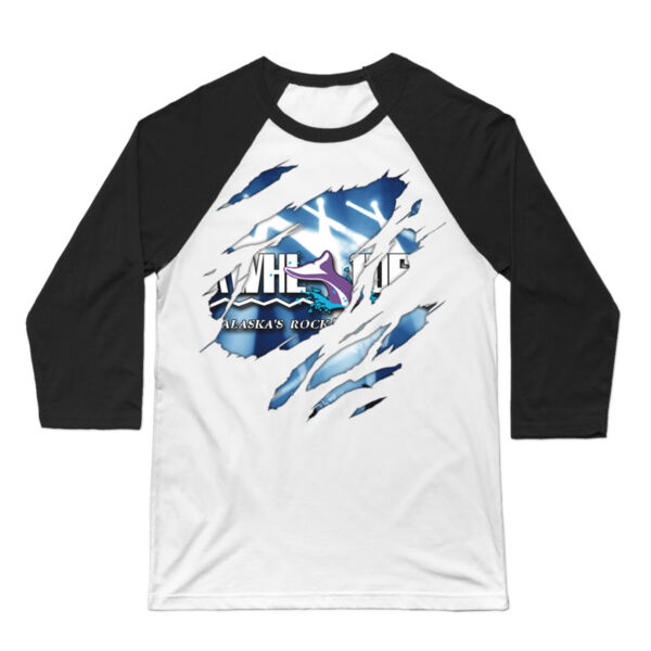 KWHL RIPPED - 3/4 SLEEVE BASEBALL TEE - WHITE/BLACK Thumbnail